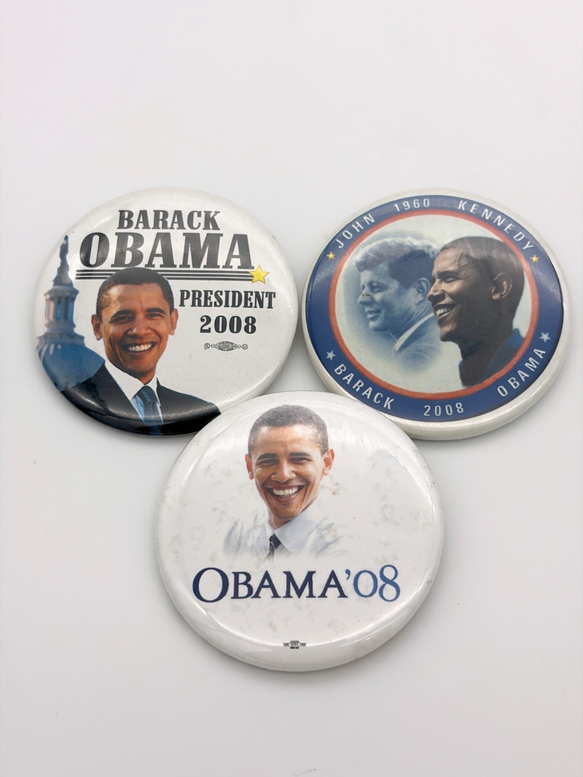 President Barack Obama Election Button Pins 2008 JFK – Lot of 3 Buttons – 2in