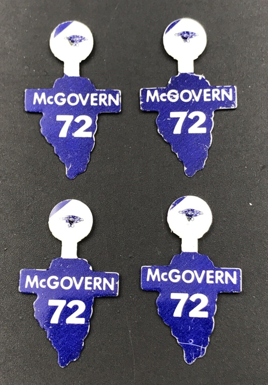 4 – 1972 George McGovern Presidential Campaign Tin Pins Button 1 1/2″ x 7/8″