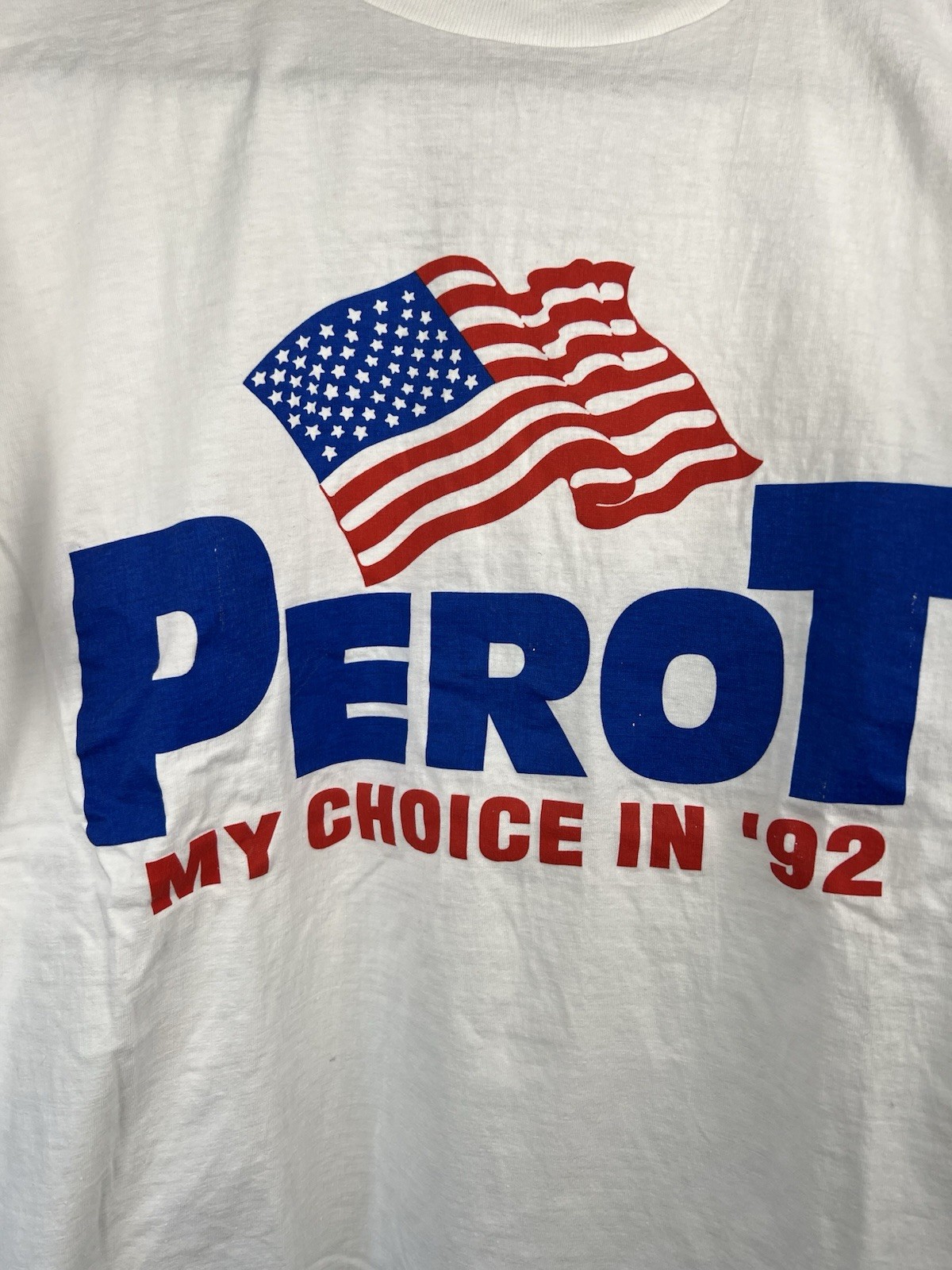 Vintage 1992 Ross Perot USA Presidential Campaign Men’s White T-Shirt XL ~ SNS
