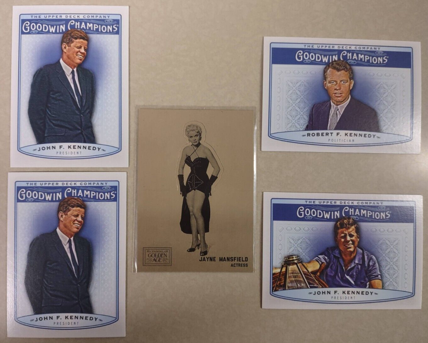 5 cards of JOHN F. KENNEDY, JANE MANSFIELD & ROBERT F. KENNEDY Collector Must!
