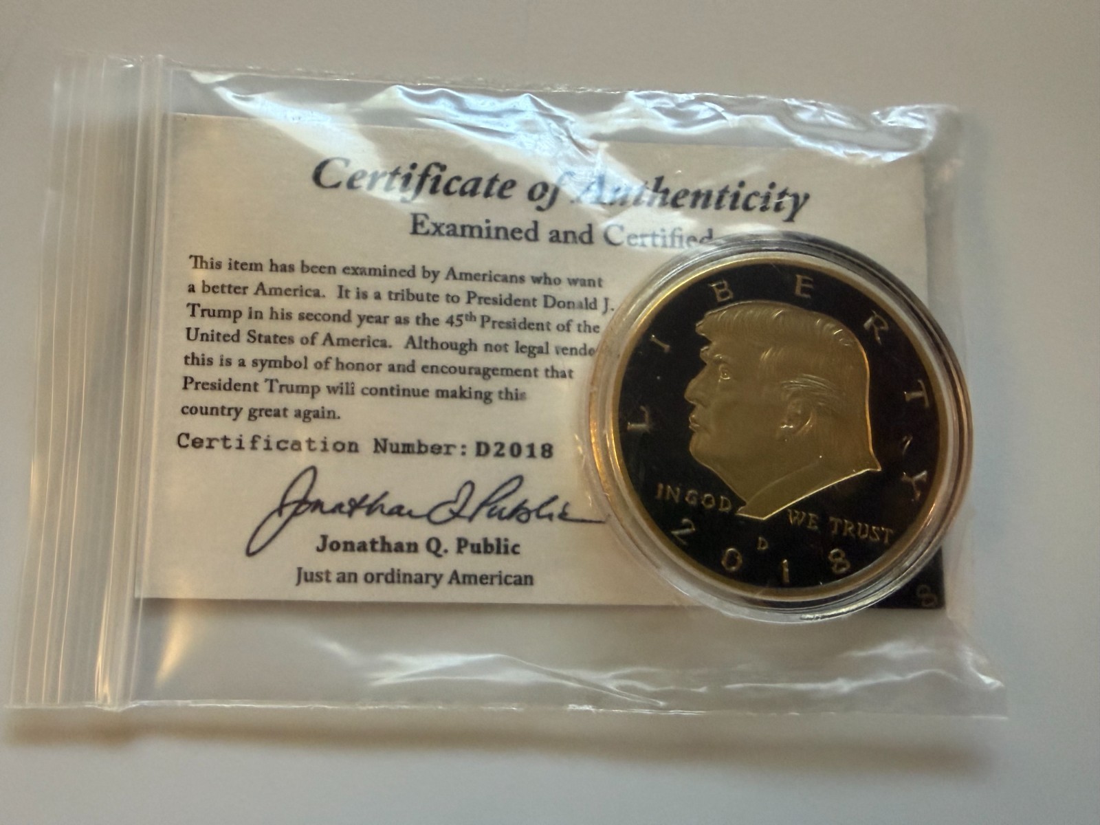 2018 President Donald Trump Commemorative Coin NEW