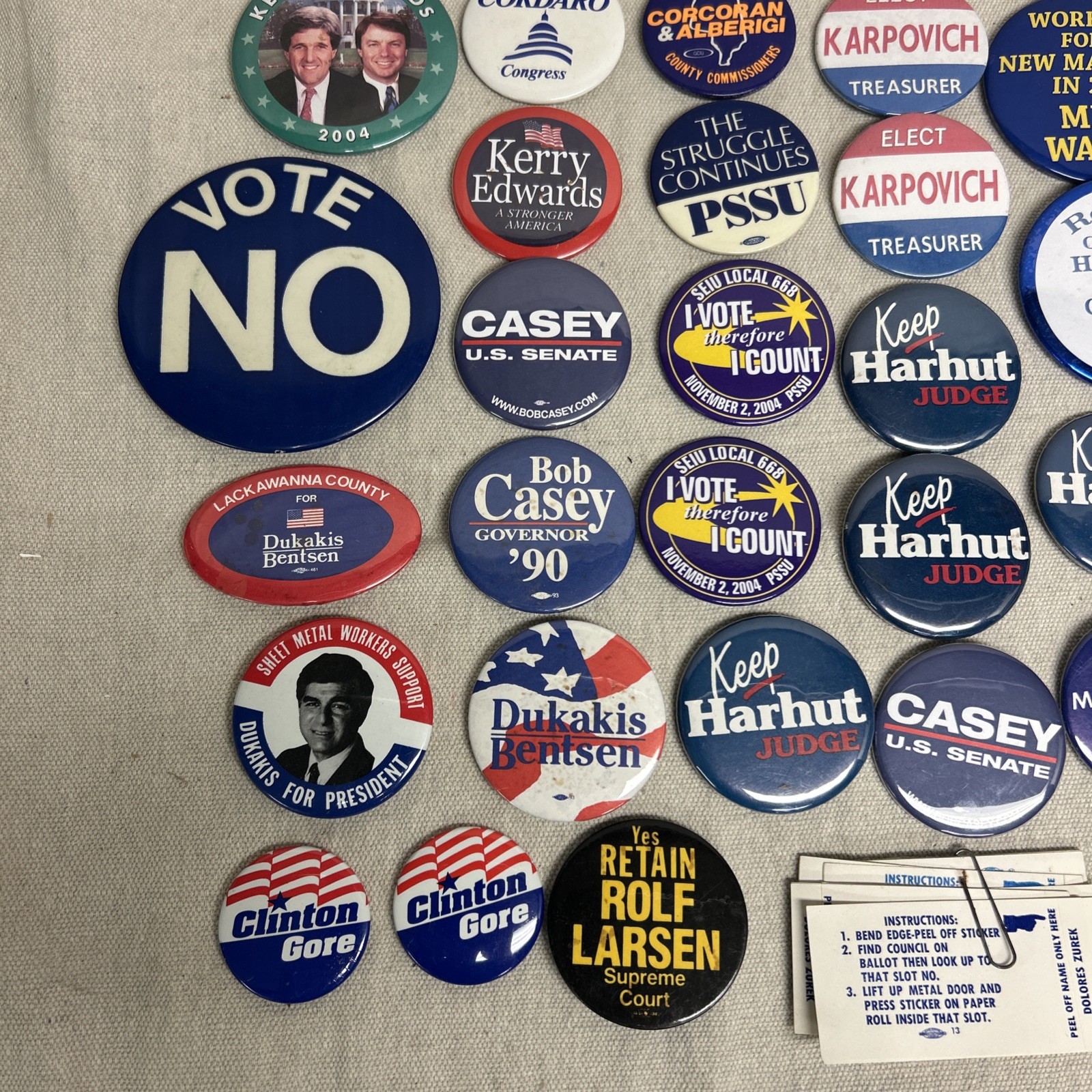 Lot Of 45 Political/judge Pins Or Buttons/stickers