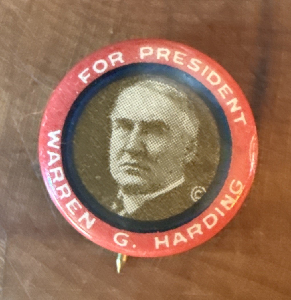 1920 Warren Harding for President Red Pin Back Button 1/2 In Campaign History