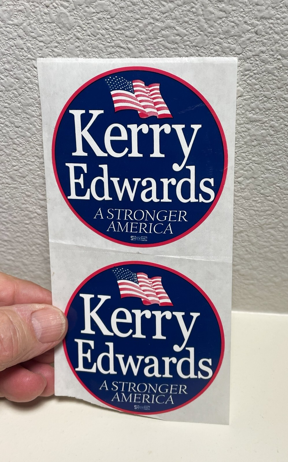 A Pair Of Official 2004 Kerry Edwards American Presidential Campaign Stickers