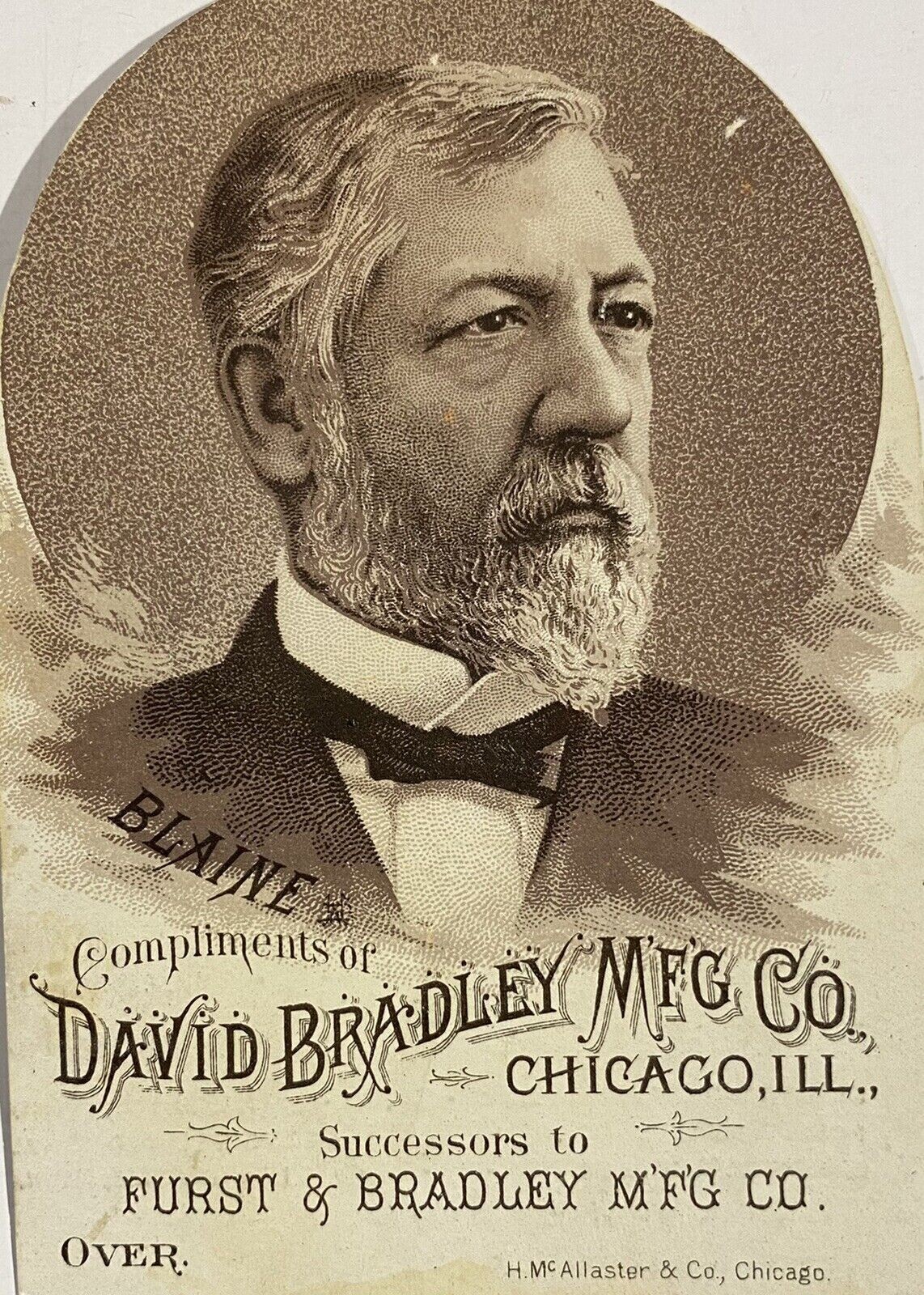 Republican James G Blaine US Presidential Campaign 1884 Bradley MFG Co Chicago