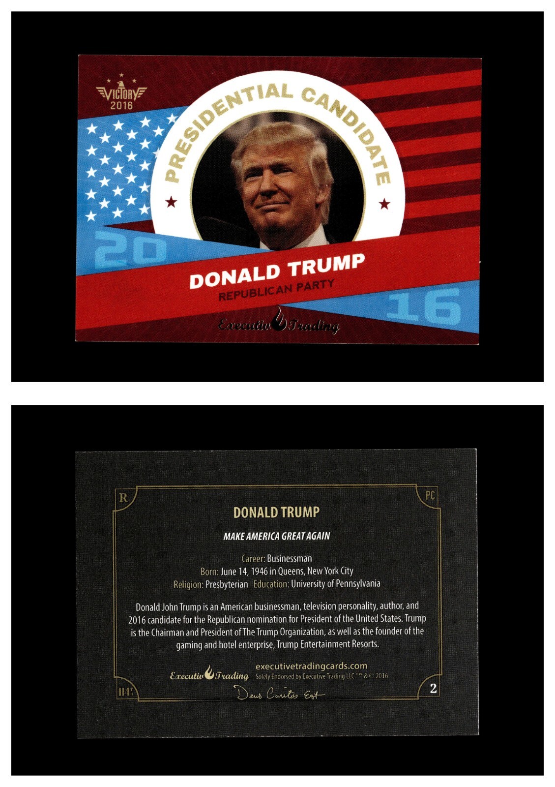 2016 Victory Political Executive Trading Cards Donald Trump Hilary Clinton /200