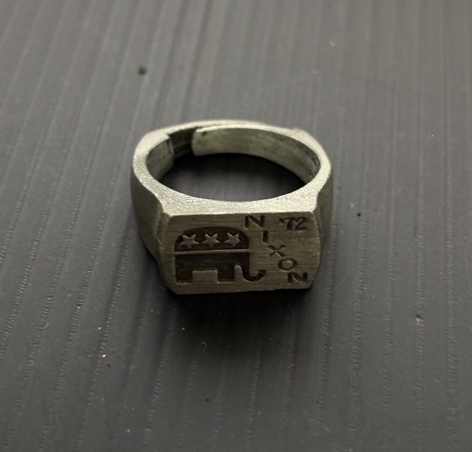 RARE John Roberts Silver 1972 Richard Nixon Presidential Election Campaign Ring