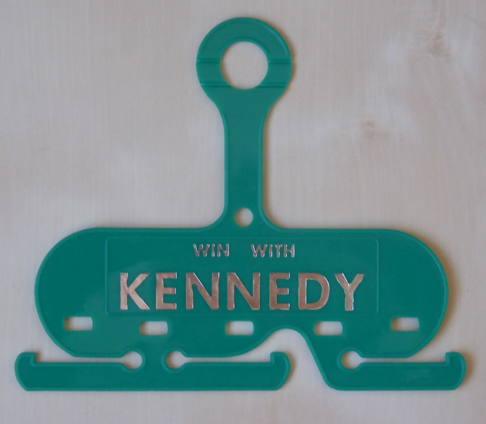 Vintage 1960s Plastic Valet Tie Hanger – Robert F Kennedy / Vote Democratic