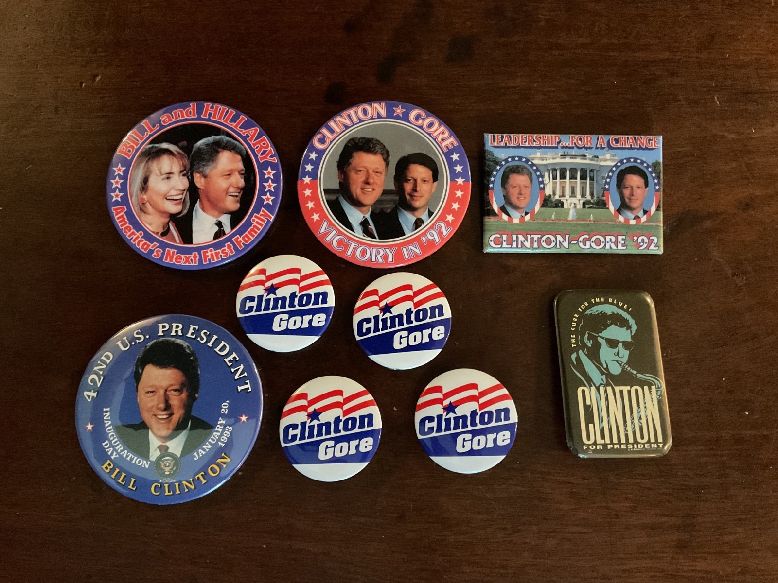 1992 Clinton Campaign Buttons, Bumper Stickers, and Books