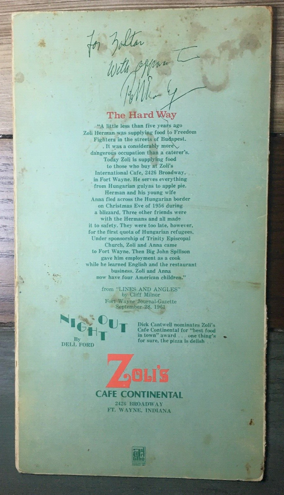 One of Robert F. Kennedy’s Last Signed Items ~ 1968 Restaurant Menu ~ JSA LOA