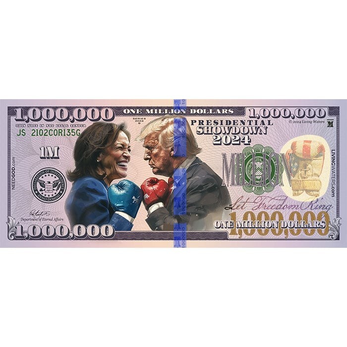 1 Election 2024 Collectible Donald Trump Kamala Harris Million Dollar Bill