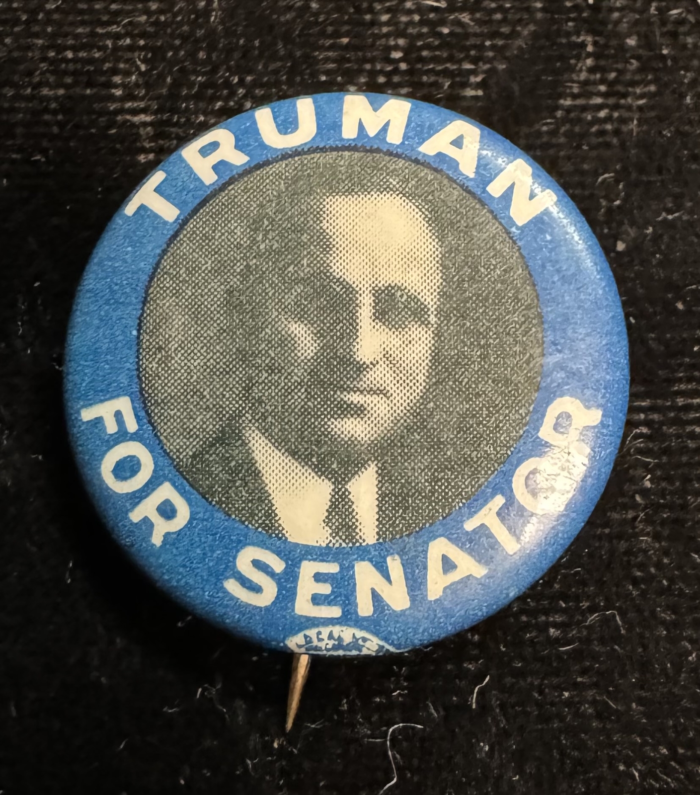 1934 HARRY TRUMAN “FOR SENATOR” 7/8″ CELLO BUTTON W/ 2″ X 3″ RARE CAMPAIGN CARD!