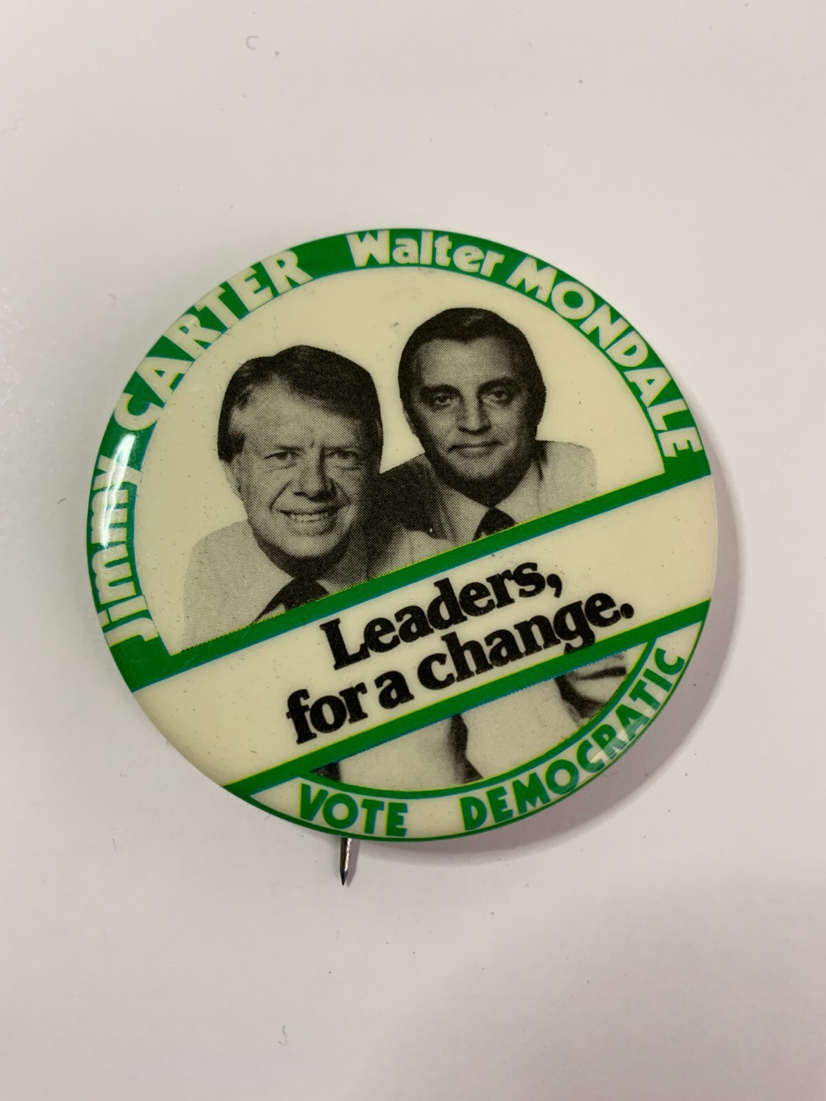 Carter-Mondale 1976 Campaign Button – “Leaders, for a Change”