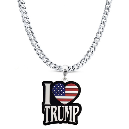 SALE SAVE 57% – I Love Trump Necklace on A 20″ Stainless Steel Curb Chain