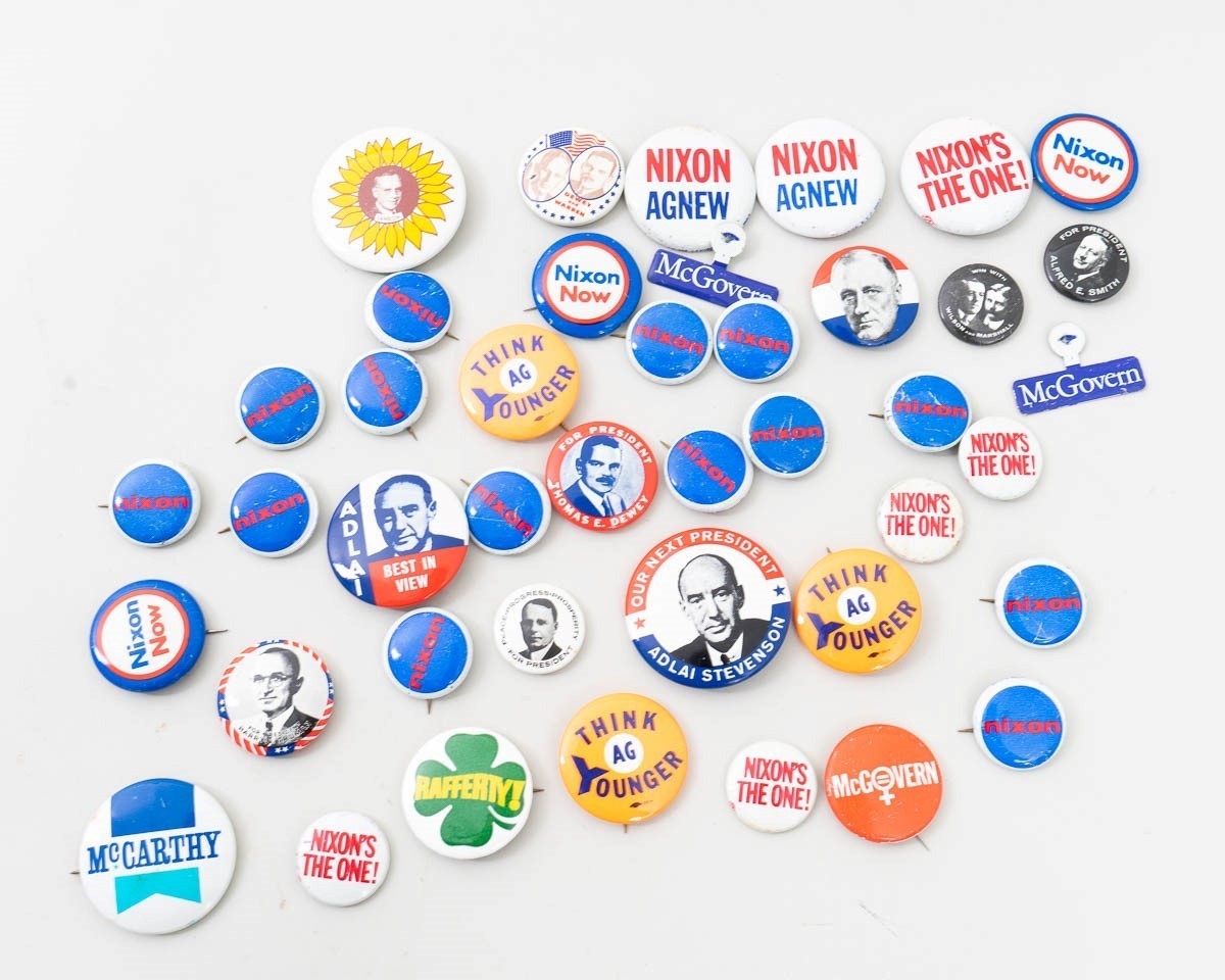 Lot of 40 Nixon Era Political Button Pins Nixon McCarthy McGovern Dewey Adlai