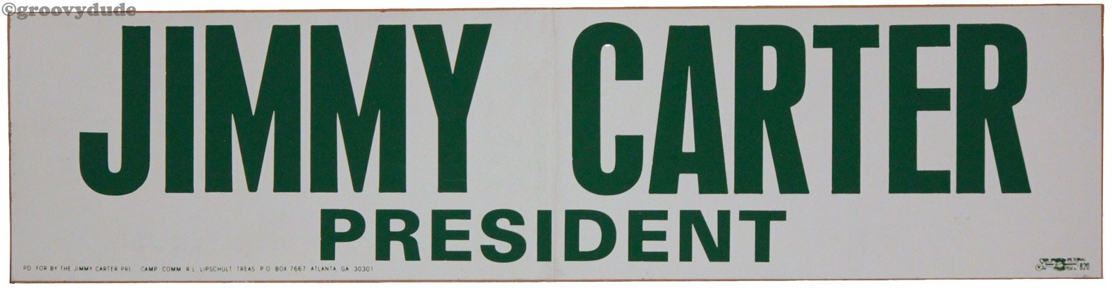 1976 Official Jimmy Carter for President Primary Campaign Bumper Sticker