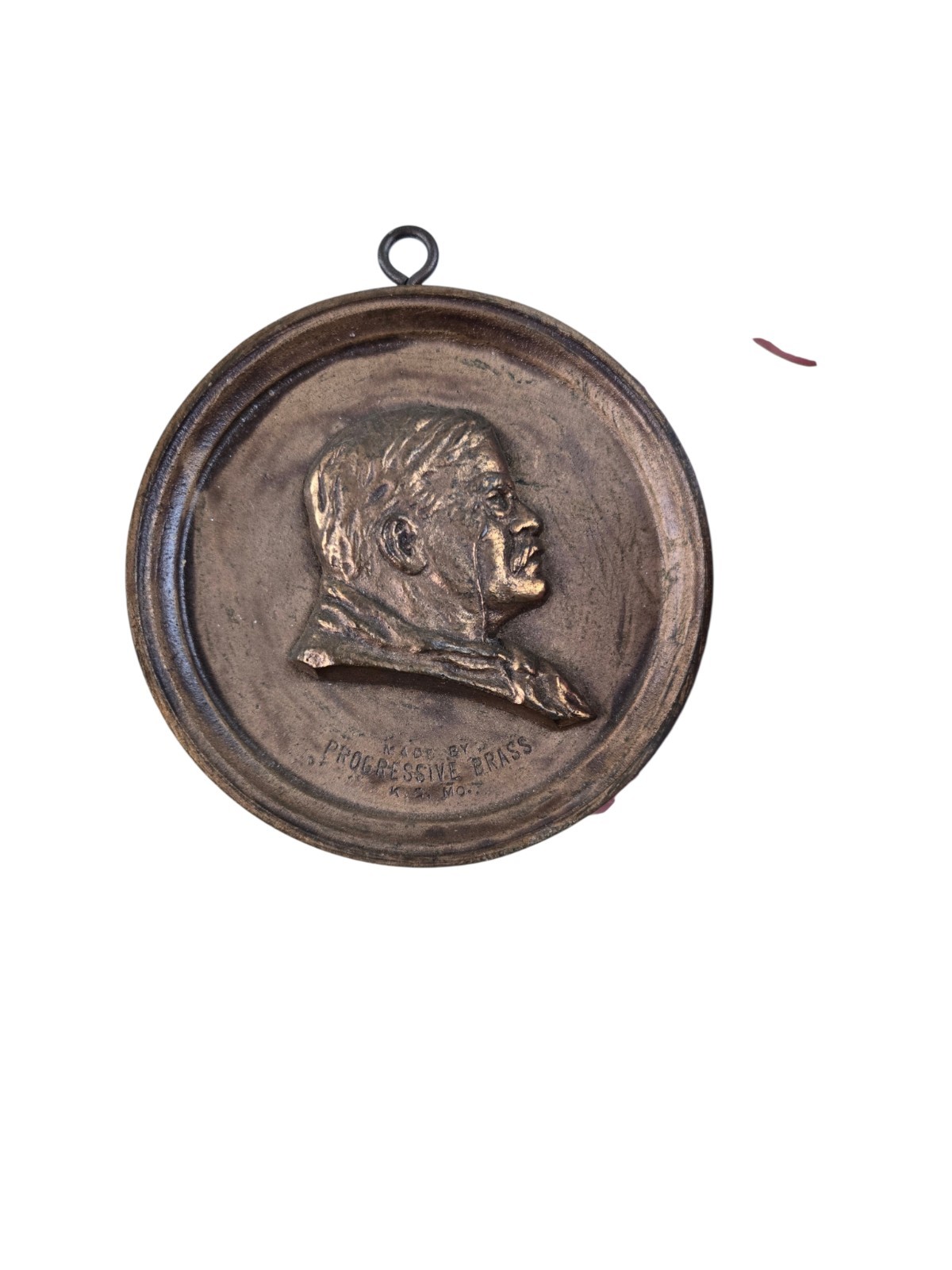 Theodore Roosevelt: Brass Plaque From Teddy’s Bull Moose Party Era