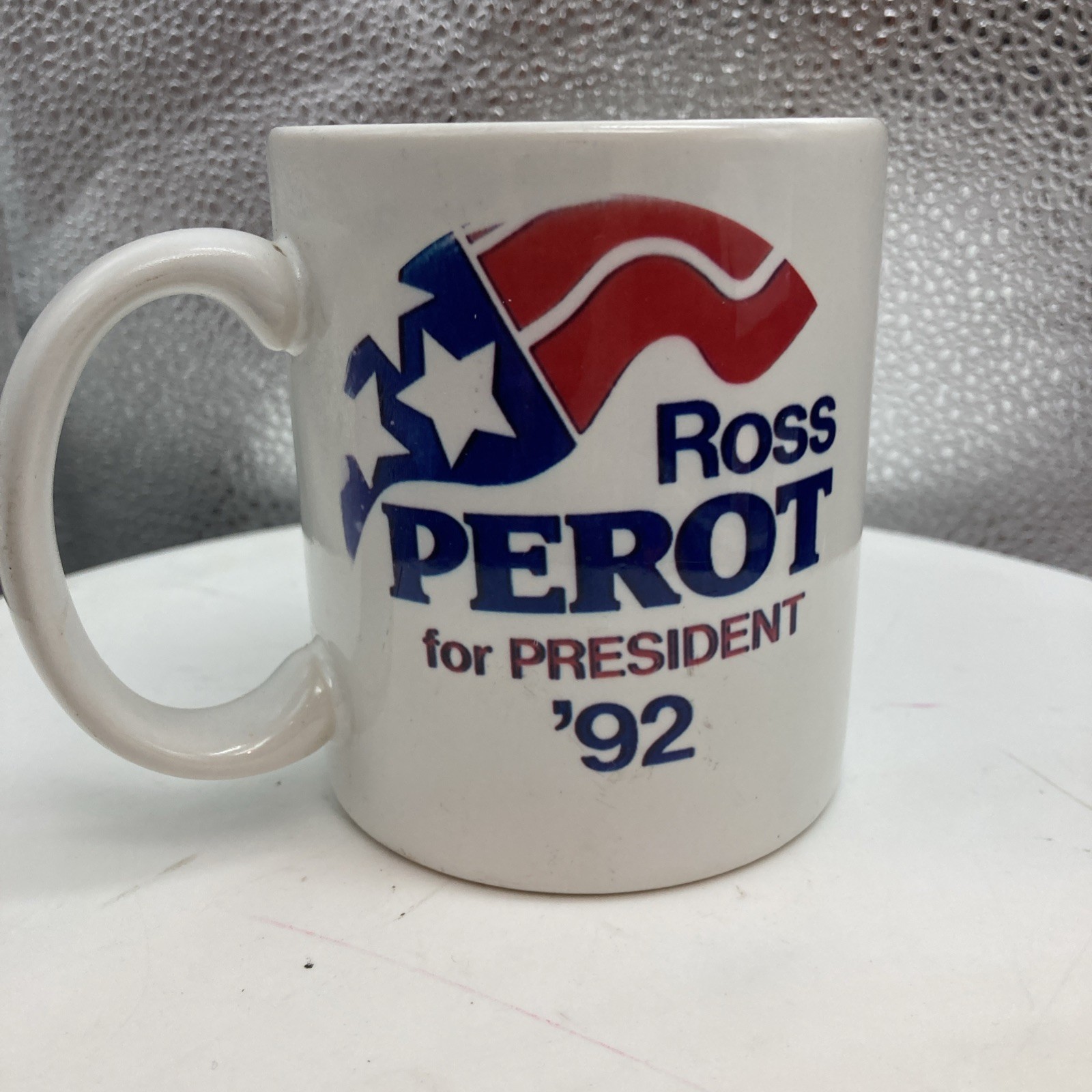 1992 Ross Perot for President Coffee Mug red white and blue see photos