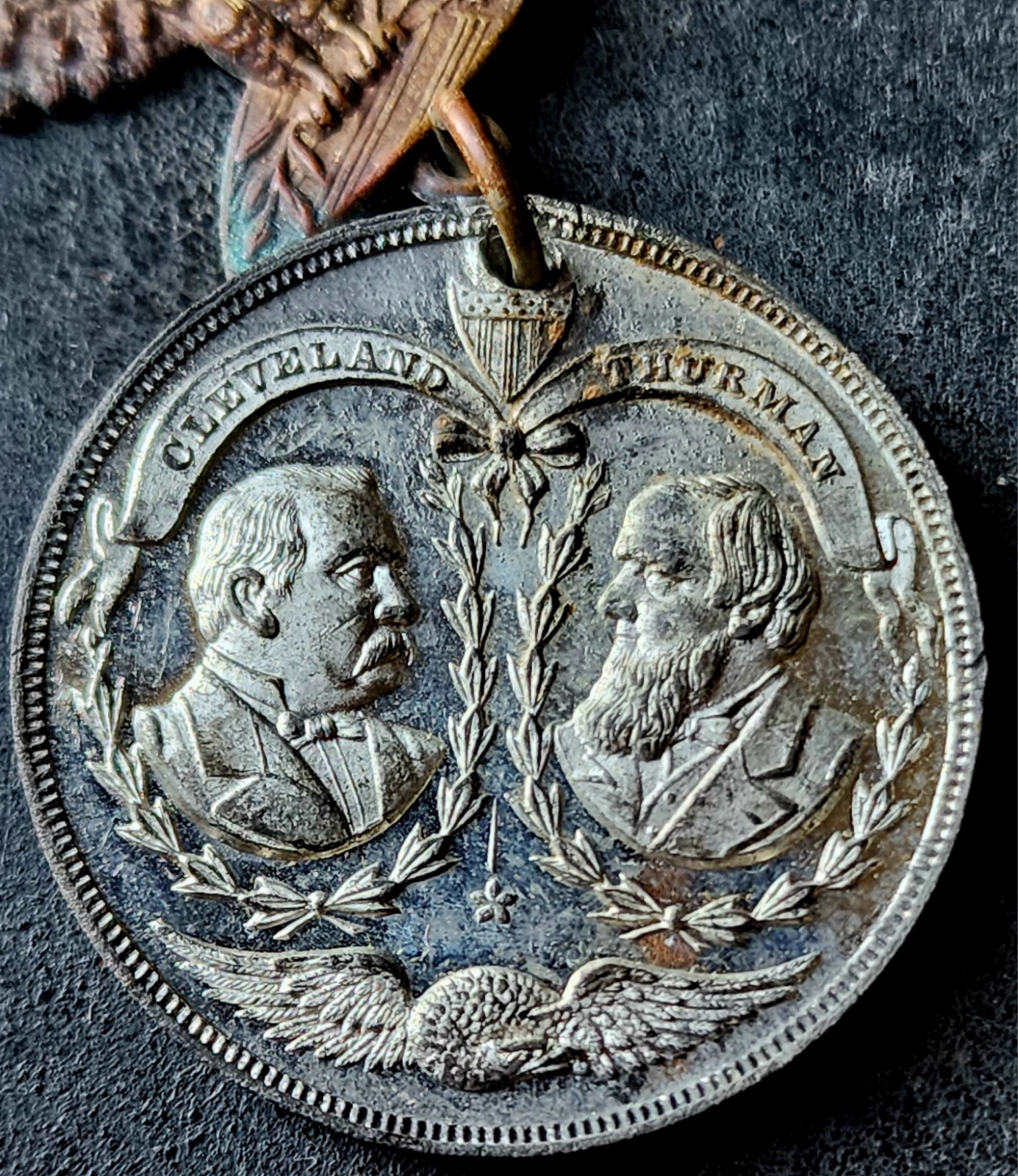 Antique 1888 Political Campaign Democrat Grover Cleveland and Allen G Thurman.