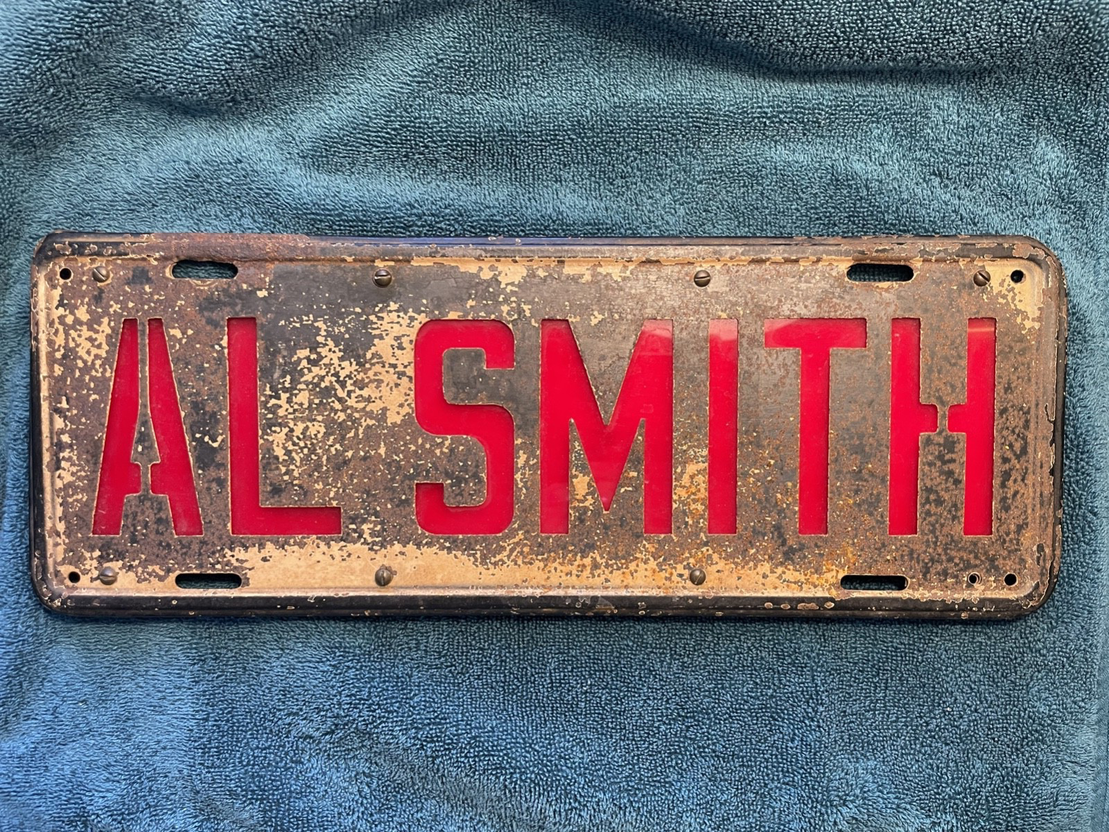 VINTAGE 1928 AL SMITH Presidential Candidate Booster Plate Topper SUPER RARE!
