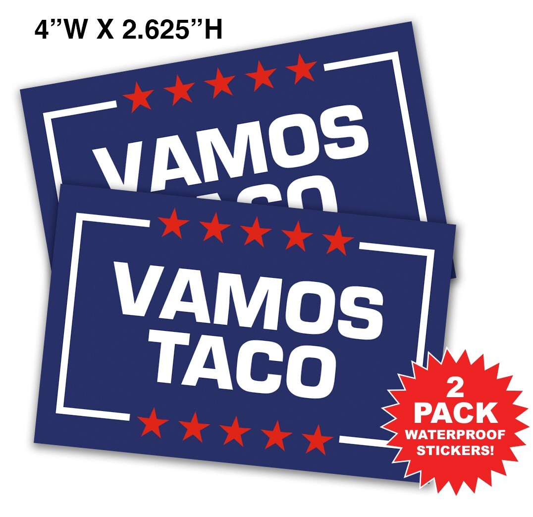 Vamos Taco (Let’s Go Taco) Vinyl Waterproof Sticker – 2 pack