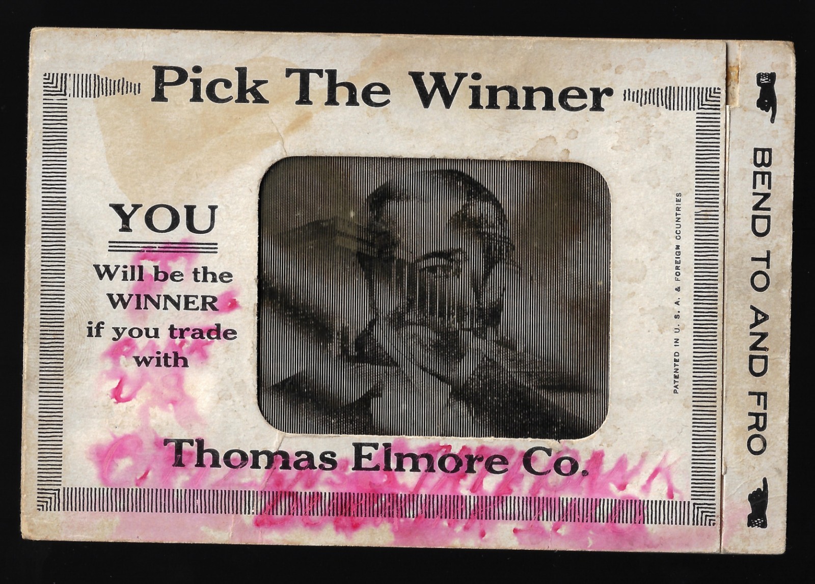 1916 Wilson Hughes Lenticular Flasher Prez Campaign Postcard Tom Elmore Co Adv