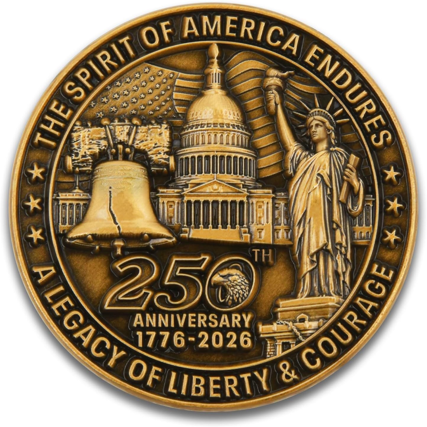USA America 250th Anniversary Birthday Commemorative Zinc Alloy Coin – FAST SHIP
