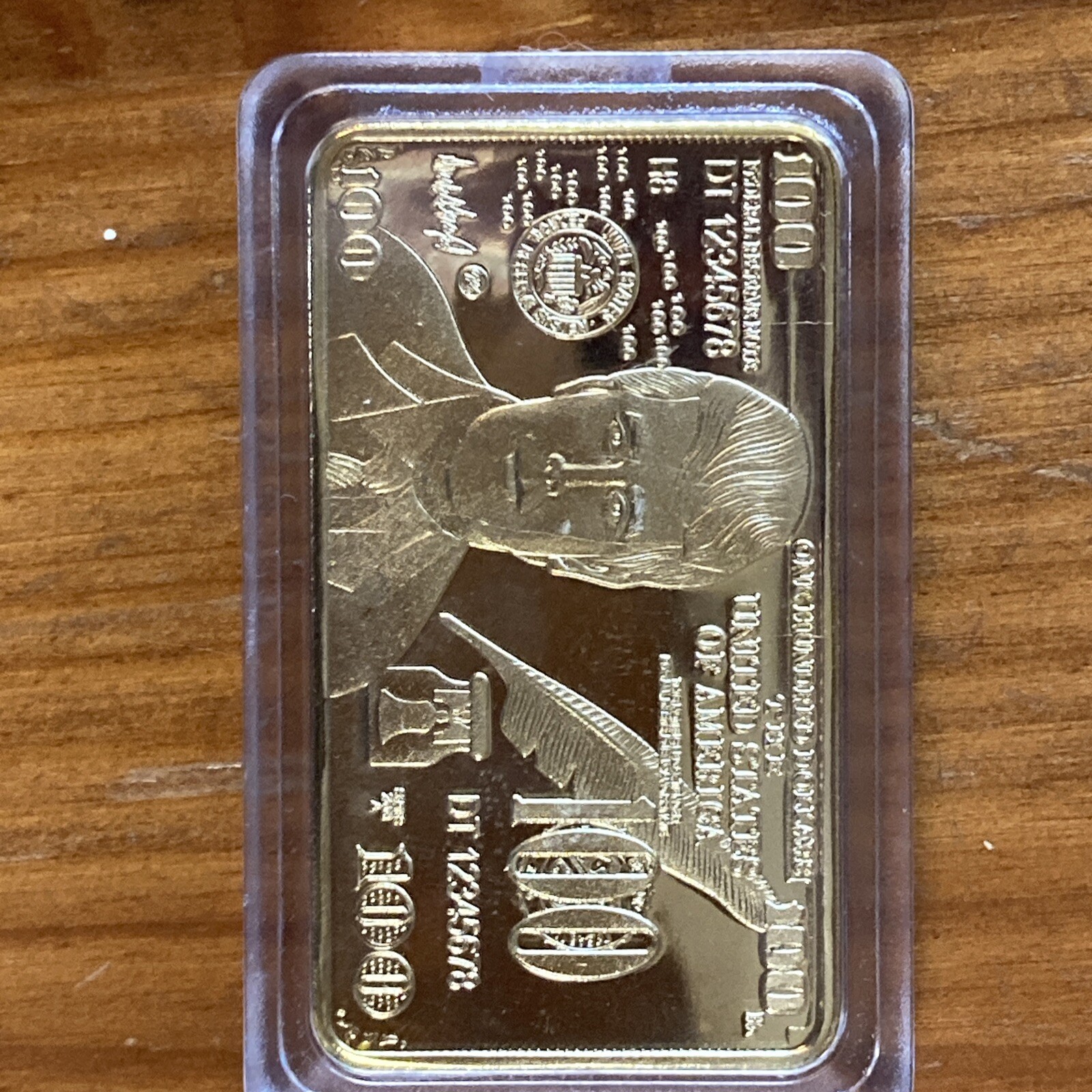 Donald Trump 24K Gold Plated $100 Bar (Collectible Coin/Bar) In Protective Case
