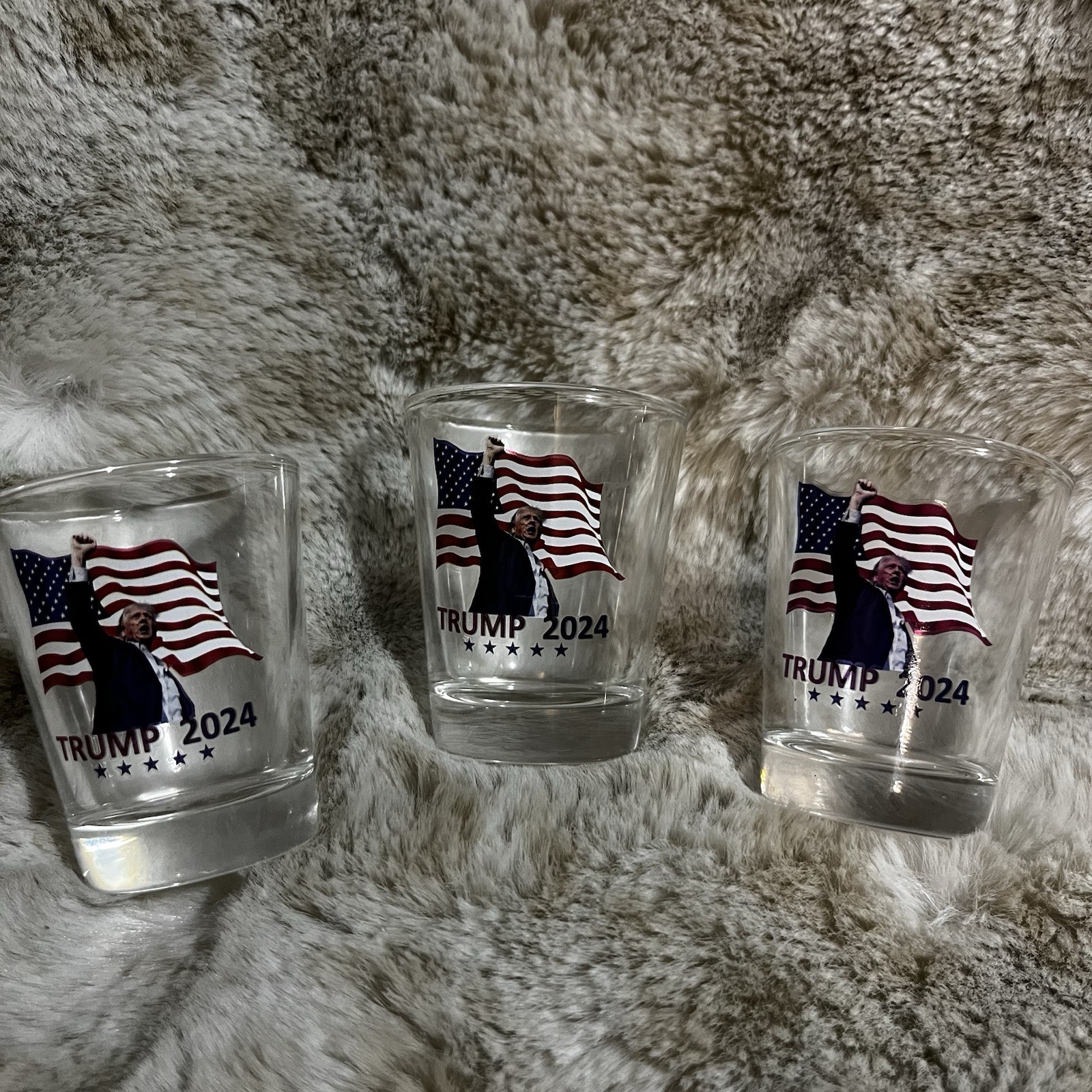 3Pcs Shot Glass Trump 2024 Collectible – Never Surrender!