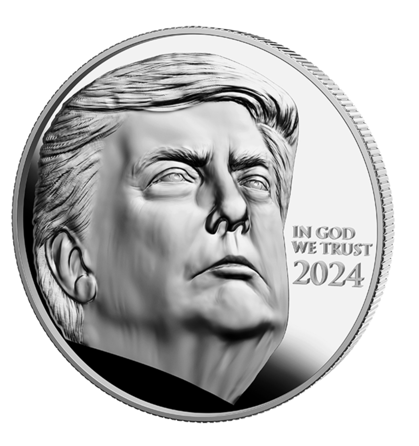 2024 Trump Looking Up In God We Trust Silver Coin in Dark Green Velvet Gift Box