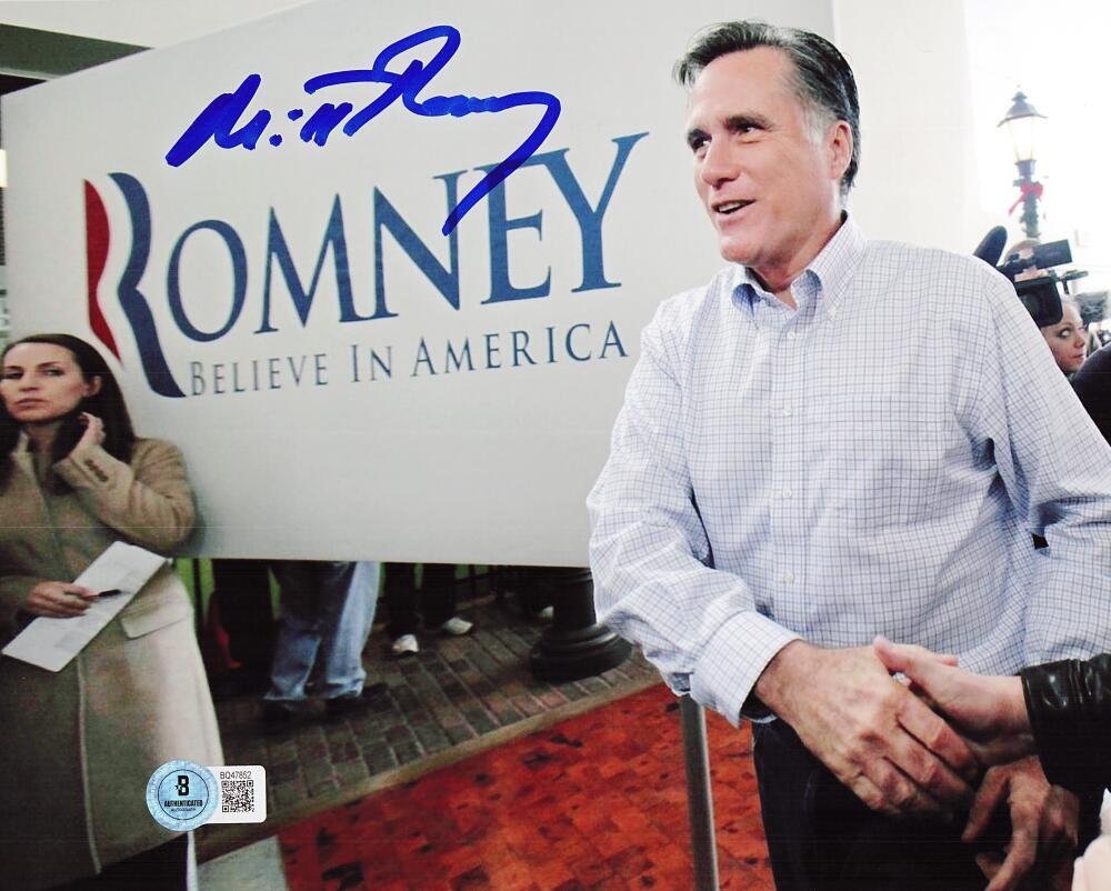MITT ROMNEY SIGNED 8X10 PHOTO MASSACHUSETTS GOVERNOR AUTOGRAPH BECKETT HOLO K52