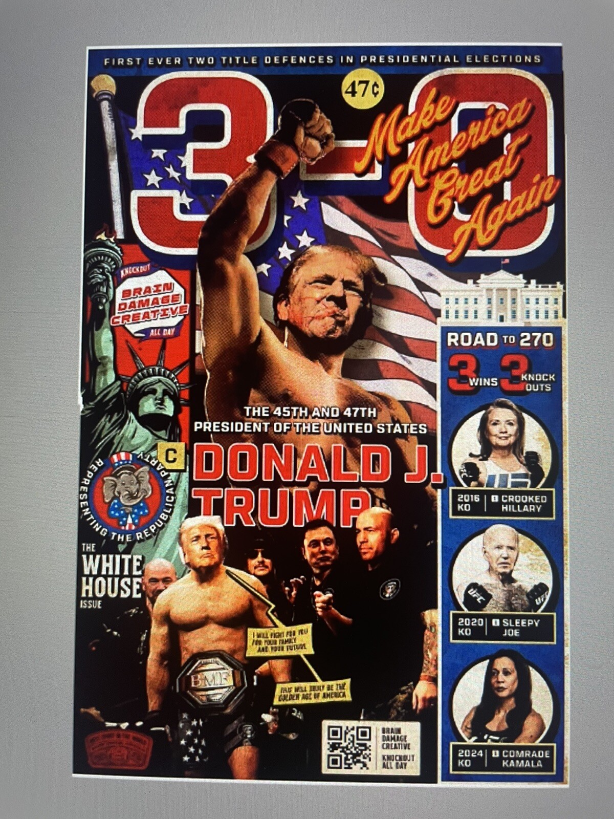 DONALD TRUMP 2025 ACEO MAGAZINE COVER Knockout Magazine 3-0 8×10 Print