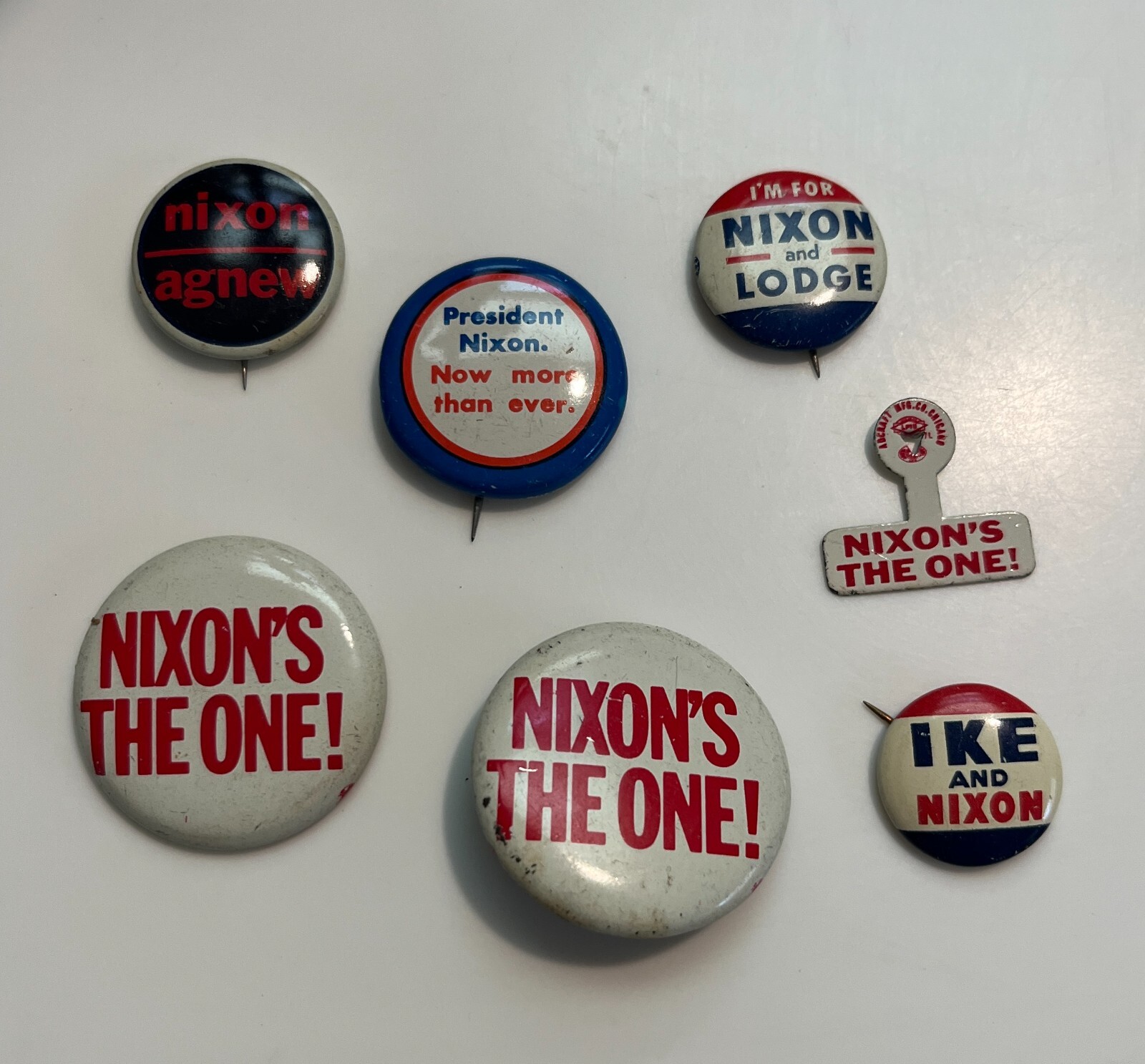 Lot of 7 NIXON Presidential Campaign buttons 1950’s-60’s – all very good!