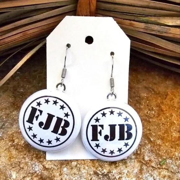 FJB Earrings Republican Political MAGA Let’s Go Brandon Dangle Drop Handmade