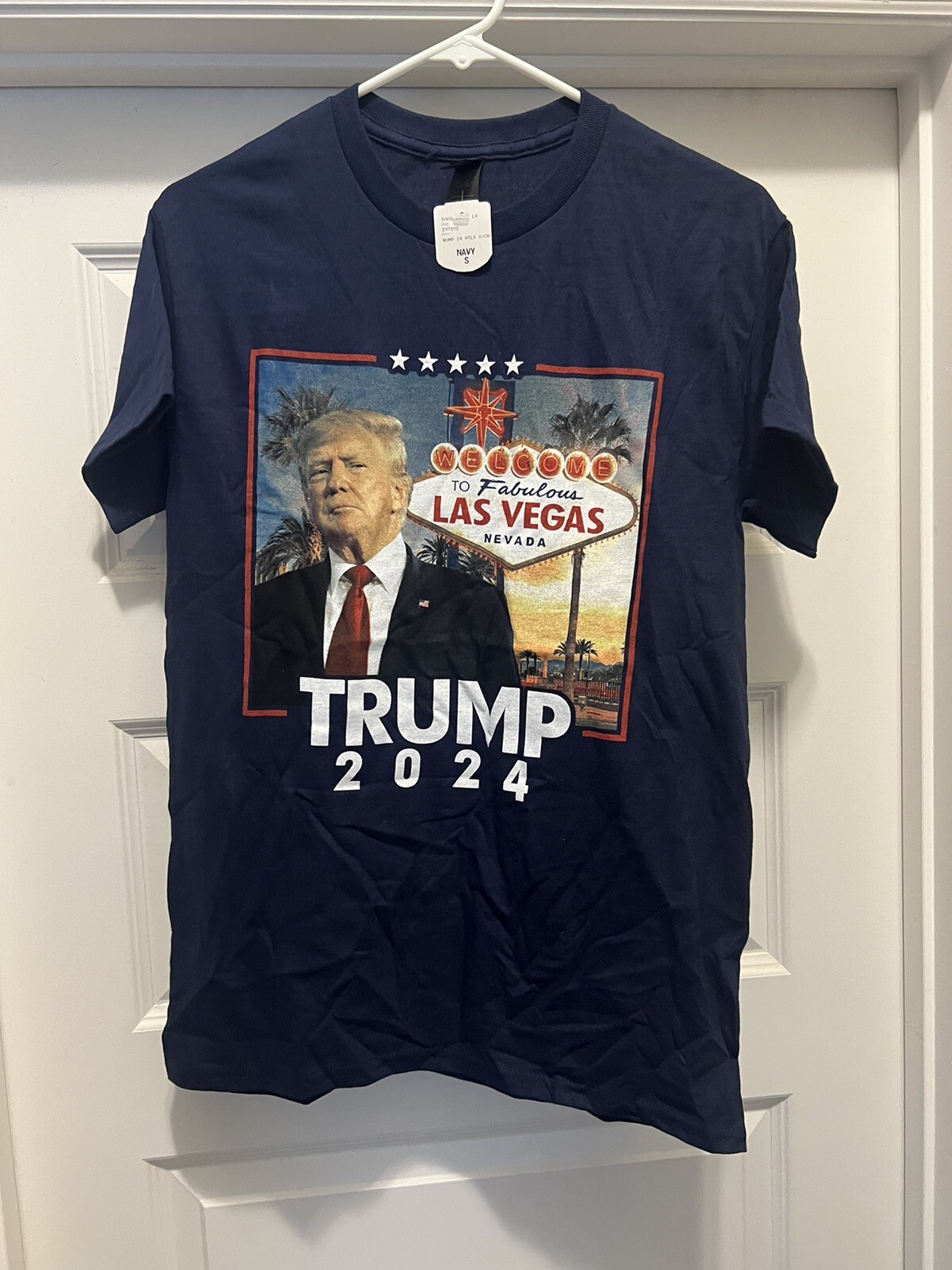 New TRUMP 2024 T-Shirt Las Vegas LV Navy Blue GILDAN Crew Neck GOP President NWT