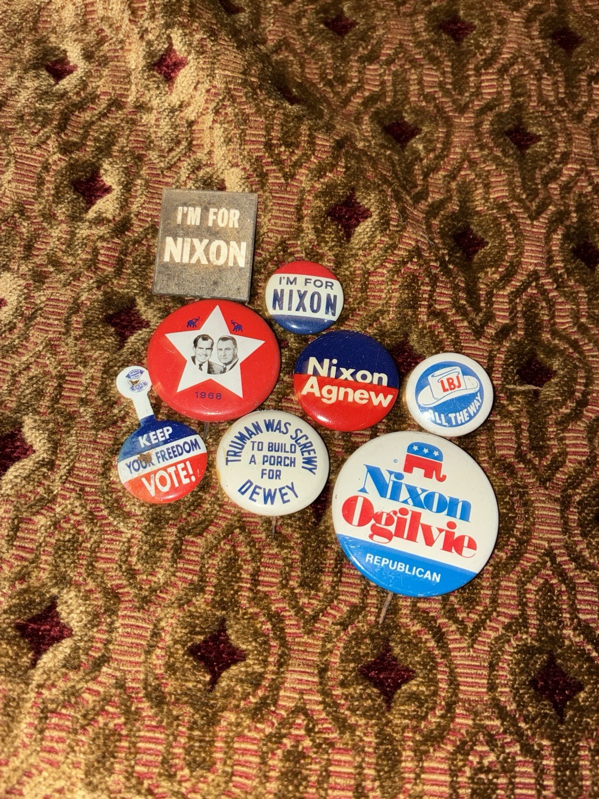 Vintage Political Pin Lot (Nixon,lbj,Truman) Presidential Campaign