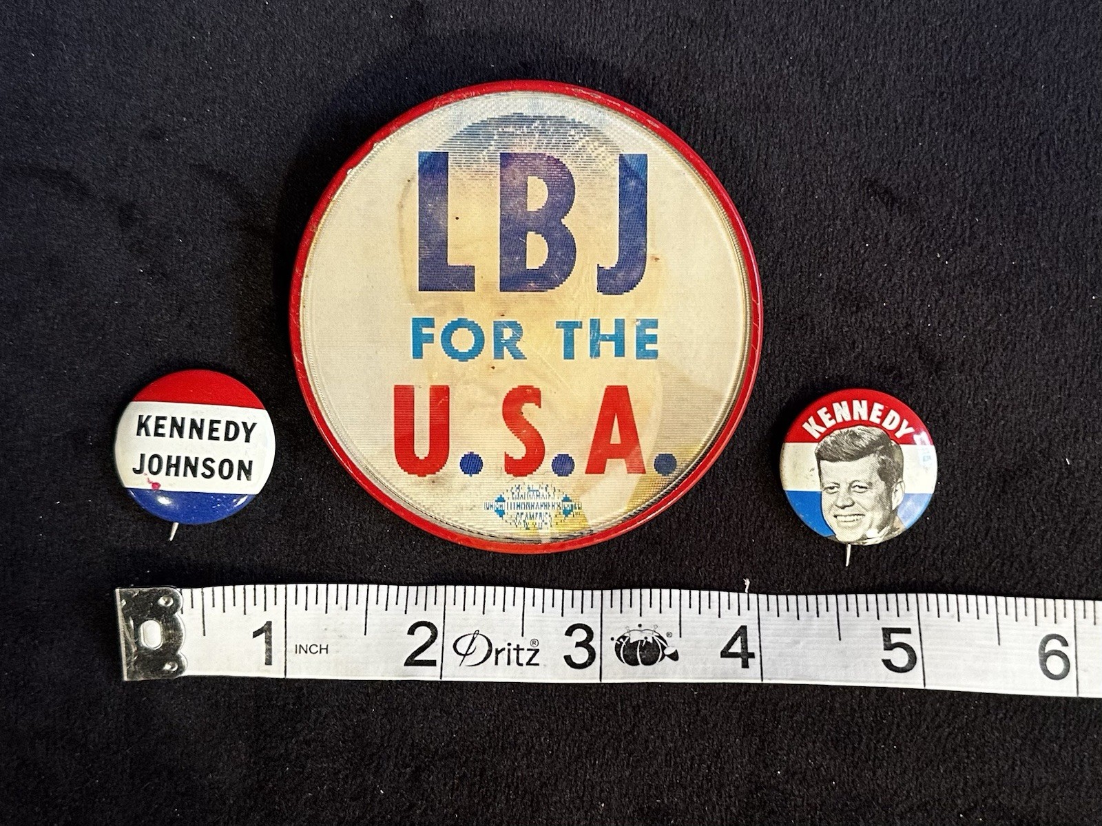 Vintage Kennedy Johnson LBJ FOR THE USA 1960 1964 Campaign Pinback Buttons Lot