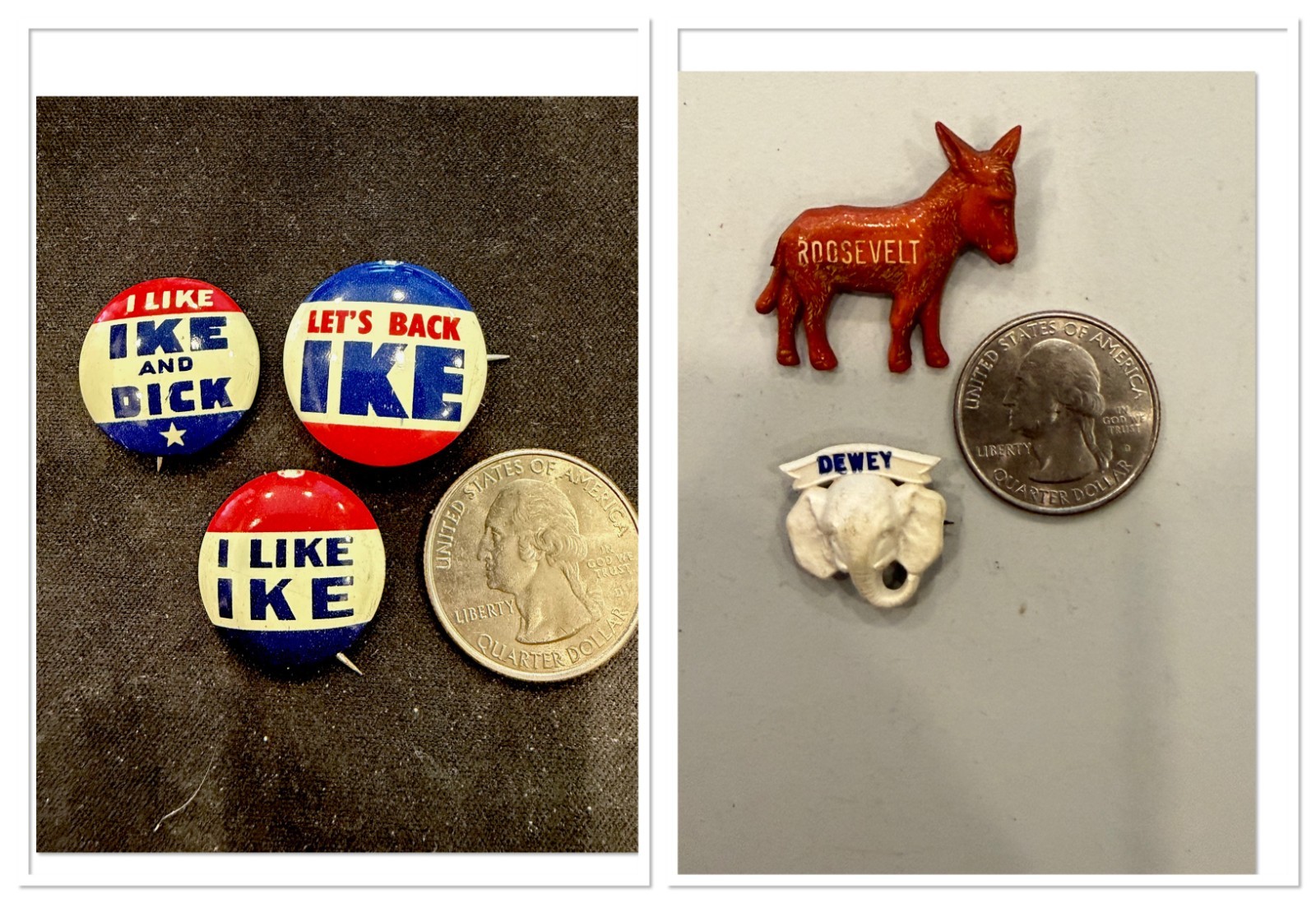 Presidential Campaign Pins and Buttons 1940″s and 1950 price is for all 5