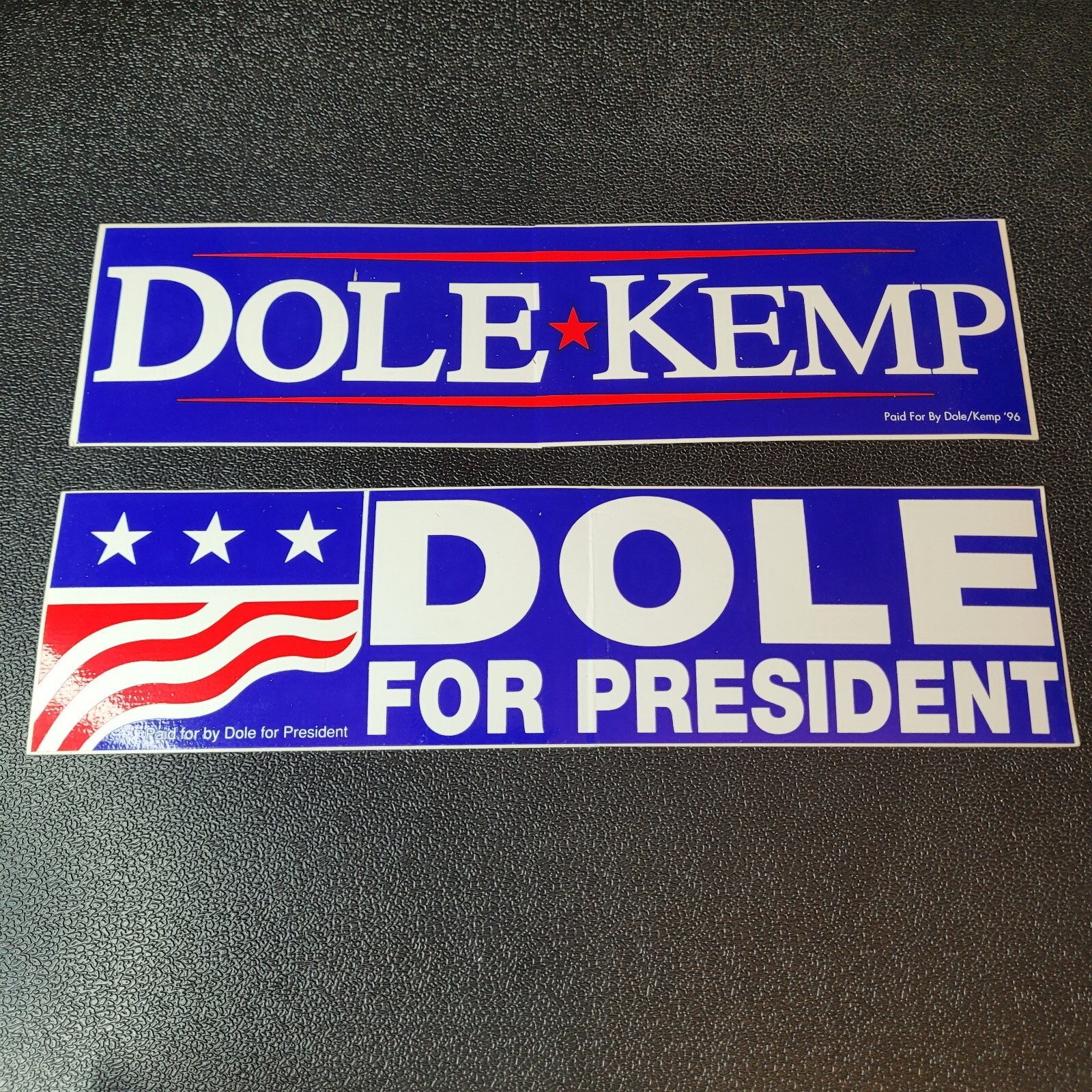 Bob Dole Jack Kemp Bumper Sticker Set Republican Presidential Campaign 90s Vtg