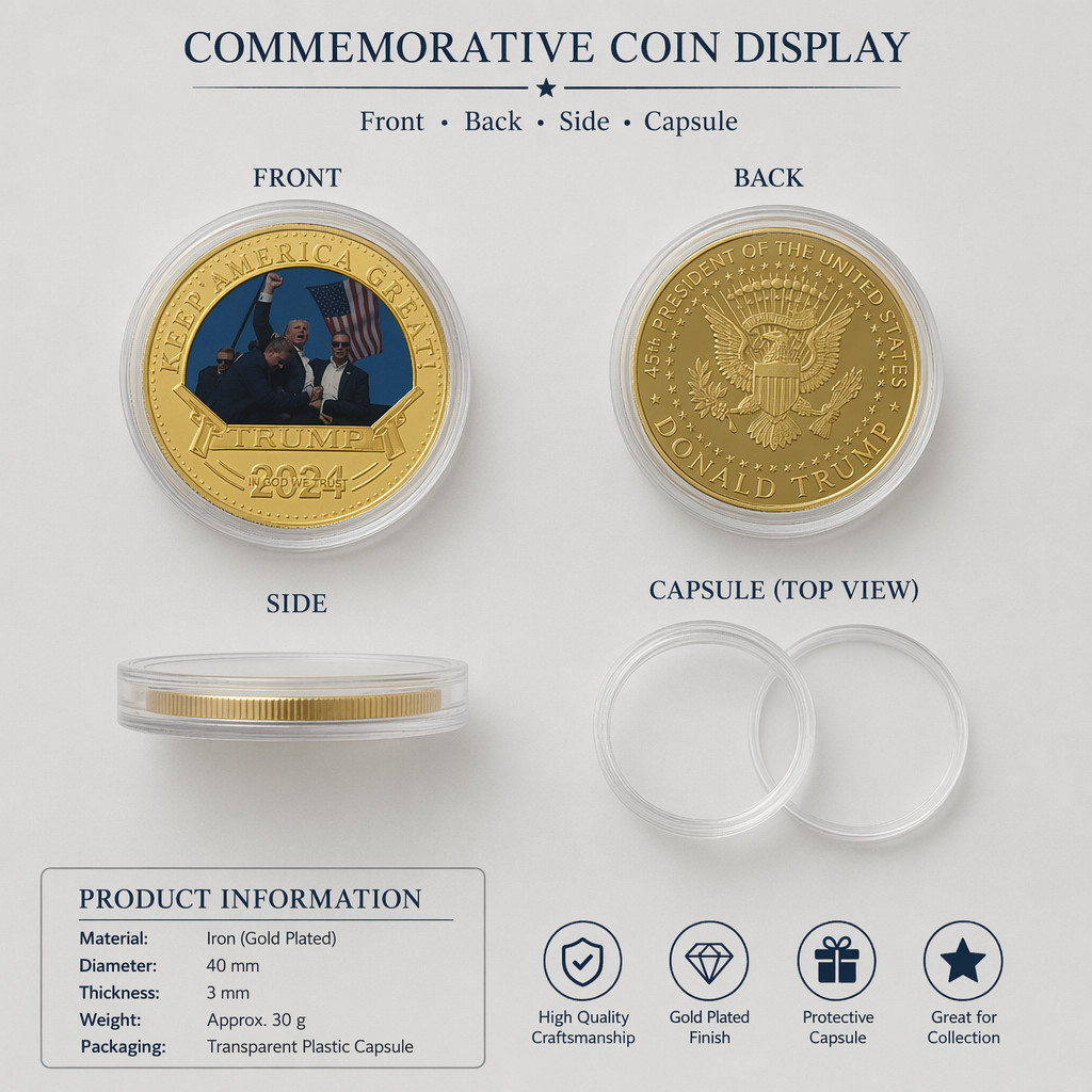 20PCS 2024 President Trump Commemorative Coin Take America Back Metal Coin