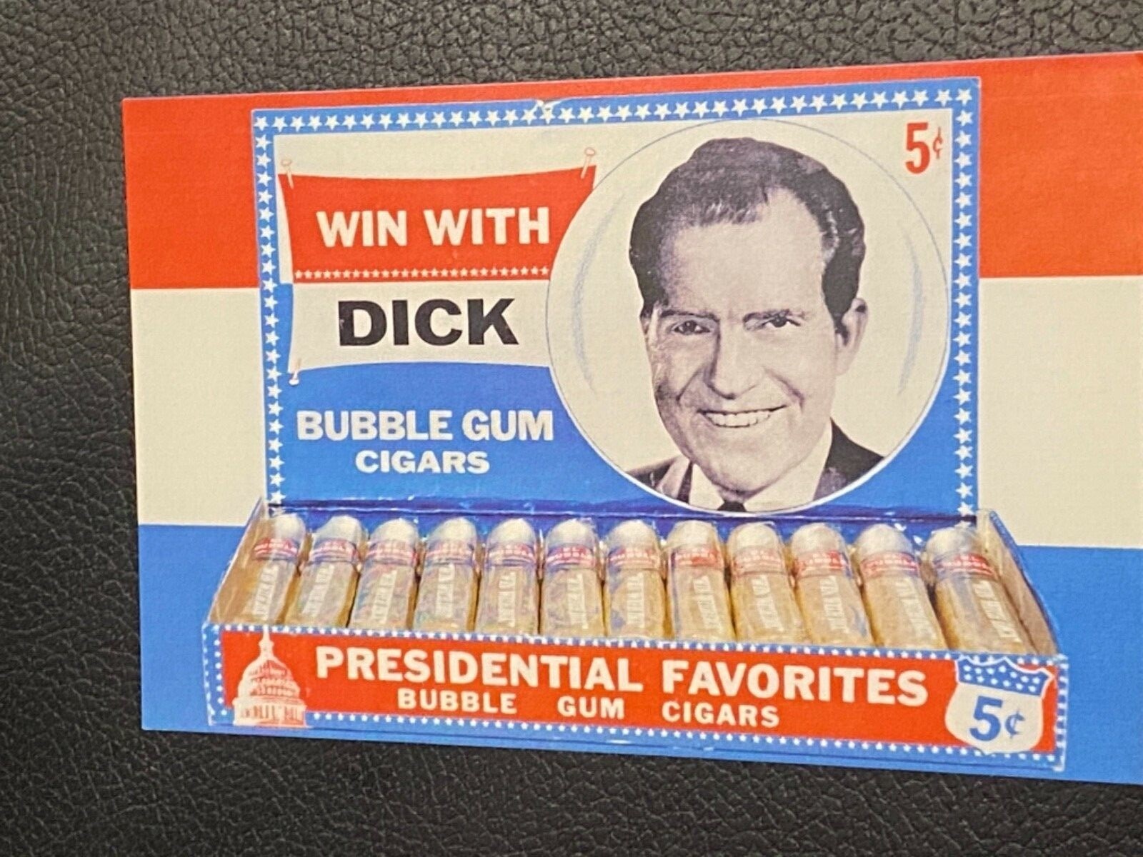 “Win with Dick” Bubble Gum Cigars – POSTCARD – Rare Reproduction for Nixon