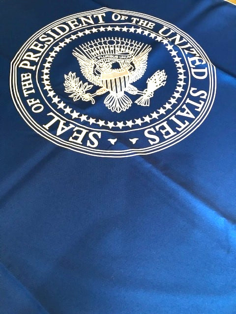 2020 President Donald J Trump BLUE Cotton Picnic Blanket with Presidential Seal