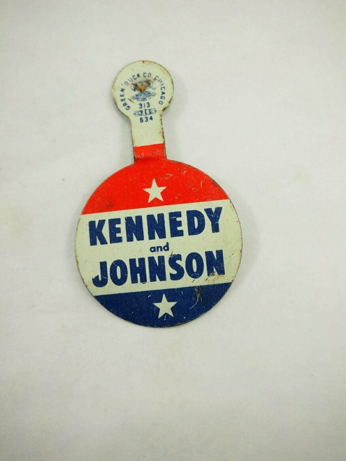 Kennedy and Johnson Political Campaign TAB-back Pin