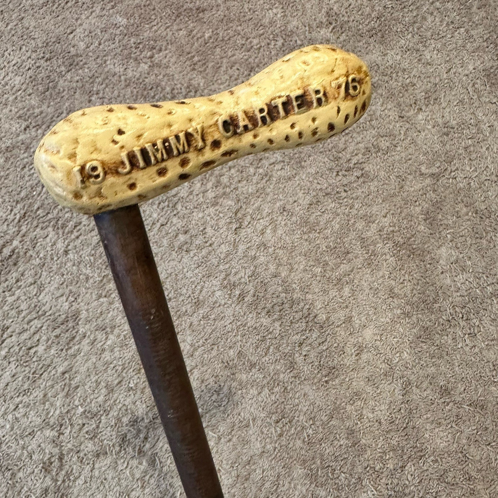 Jimmy Carter for President Vintage 1976 Walking Cane with Peanut Handle