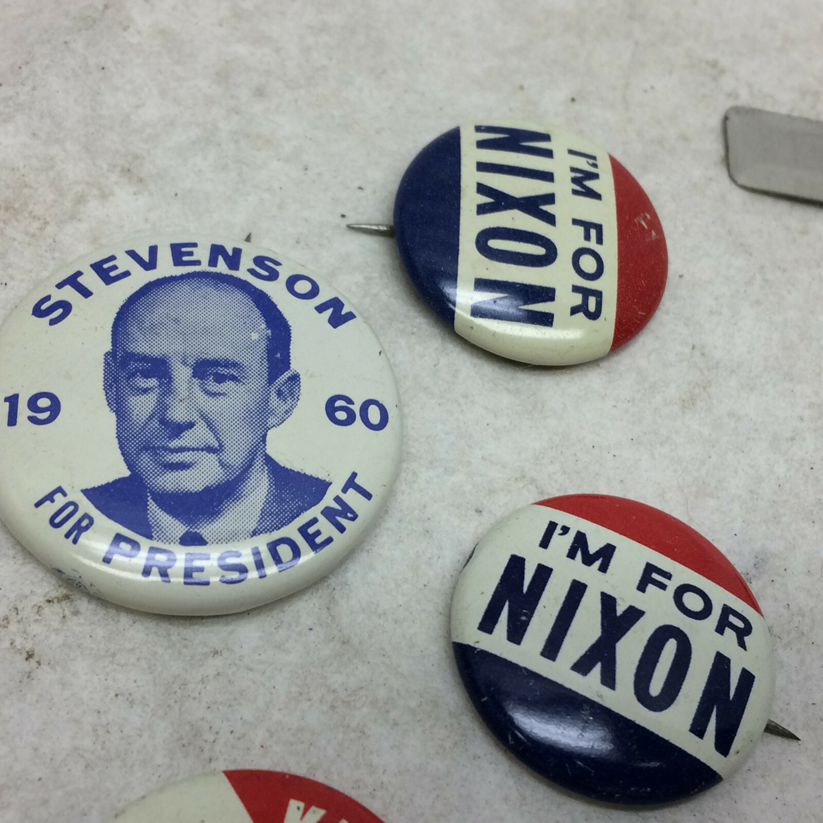 6 Vintage Political Pin Back Buttons Nixon Kennedy Goldwater Stevenson