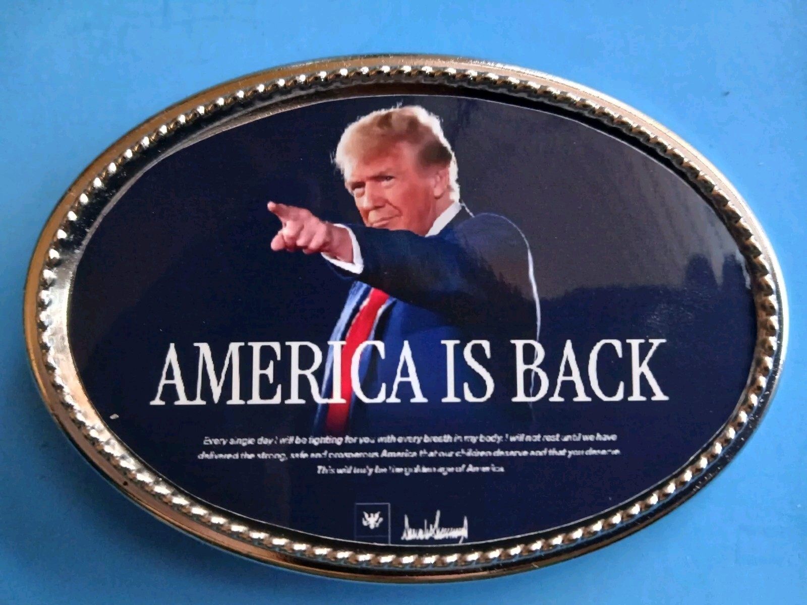 TRUMP 2024 “AMERICA IS BACK “Epoxy Belt Buckle – – NEW!