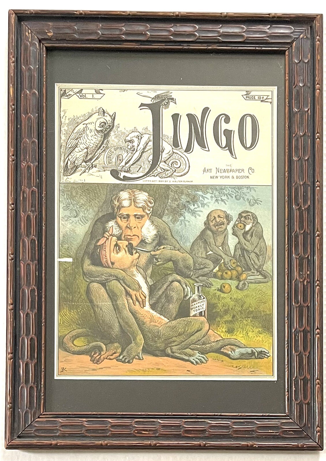 Jingo Political Satire Cartoon 1884 Front Page Grover Cleveland Lithograph