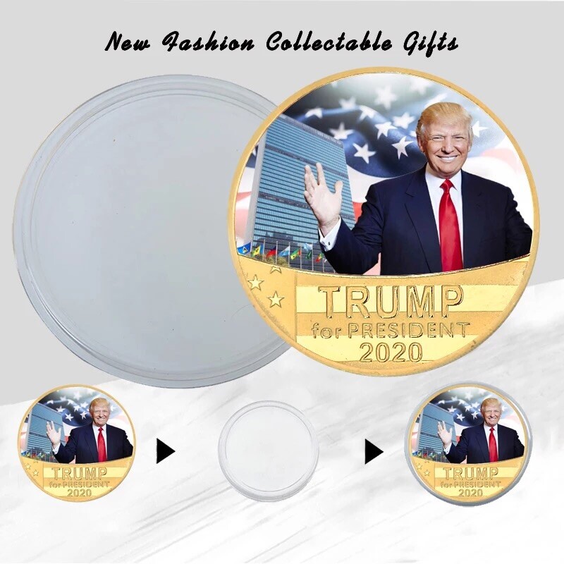 Trump 2020 Gold Plated Coin Collectibles with Coin Holder