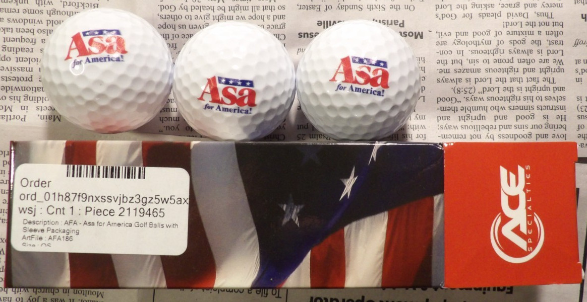 Asa Hutchinson for President Golf Balls 2024