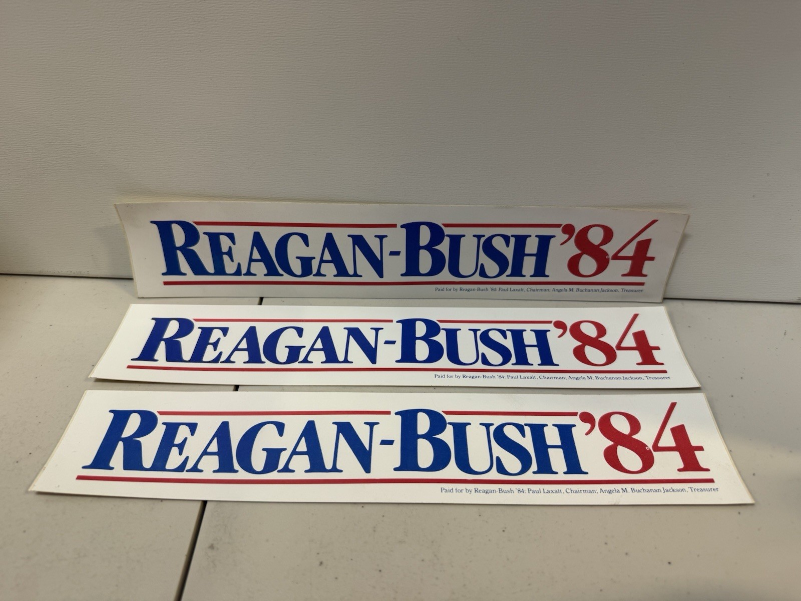 President Ronald Reagan George Bush Sr. Bumper Stickers Decal 1984 (x3) LOT